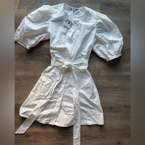 NWT Zara Poplin White Dress Sz S